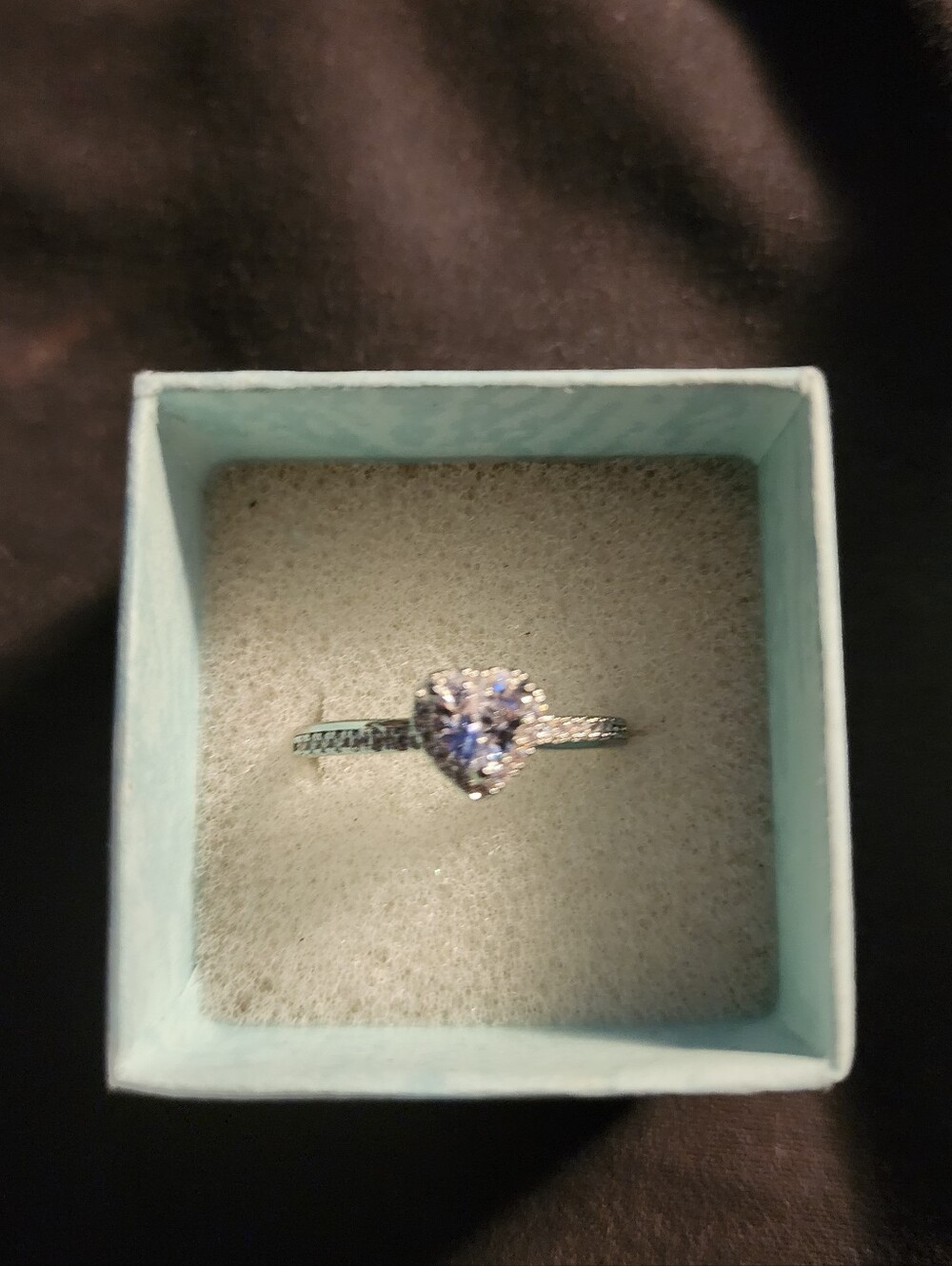 Silver Heart-Cut Solitaire Ring Cubic Zirconia Size 8!